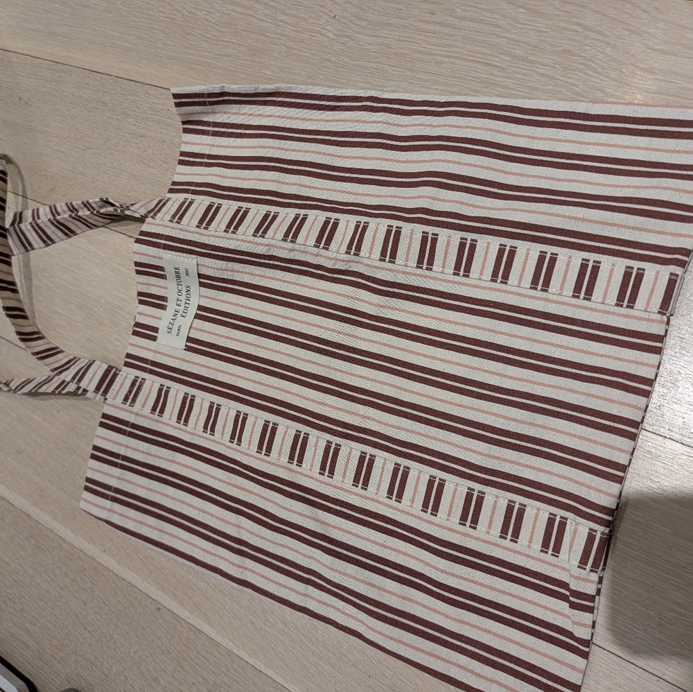 Sezane Striped Canvas Tote Bag in Cream and Brown